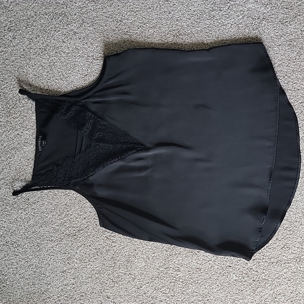 Express black satin lace tank top size small - Picture 2 of 7
